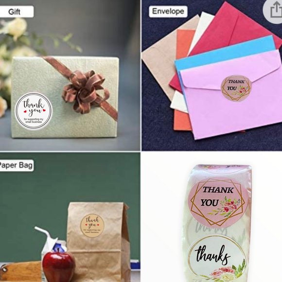 500 Thank You Floral Pattern Stickers - Picture 9 of 10